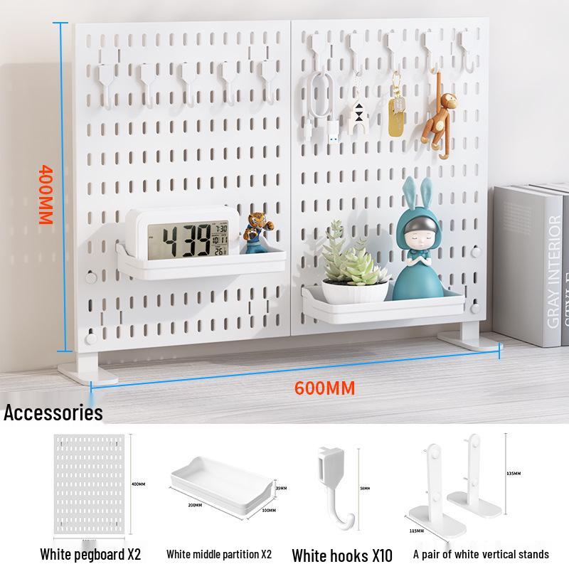 Pegboard Desktop Vertical Storage Rack - No-Punch Student & Office Shelf