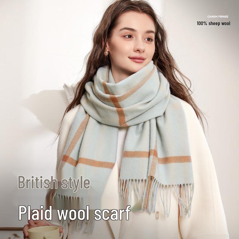 

Женский зимний шарф в клетку из 100% шерсти