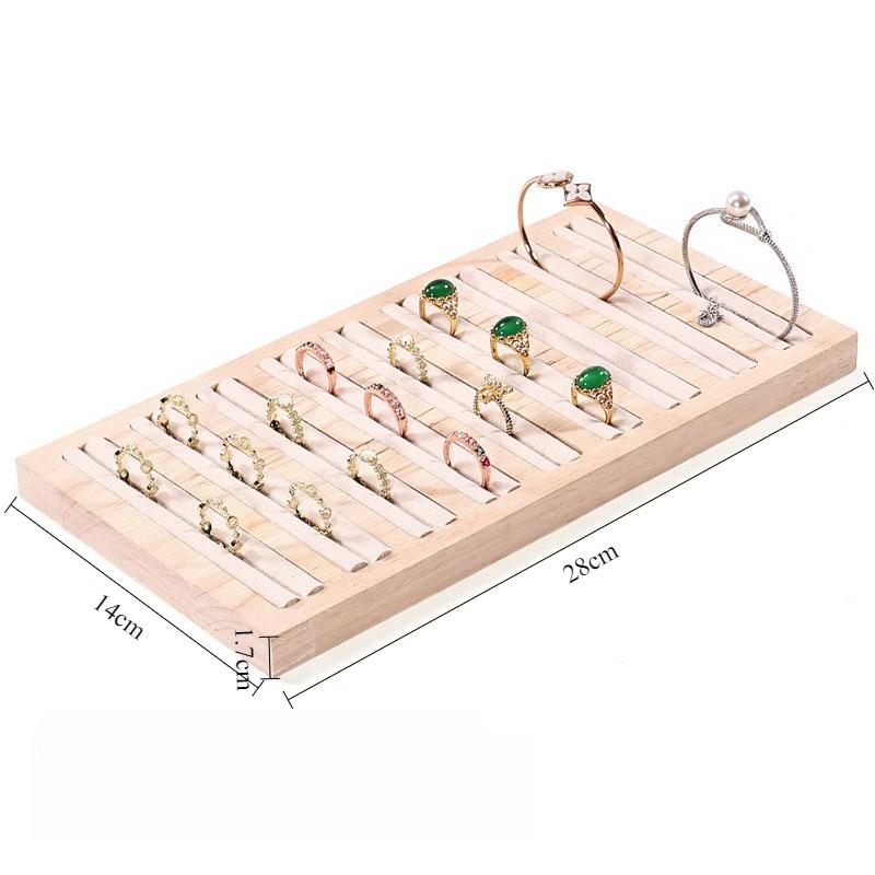 

Wooden Jewelry Display Tray Jewellery Earrings Trinket Displays Pallet Counter Rings Showcase Salver Jeweler Ring Organizer Tray бежевый
