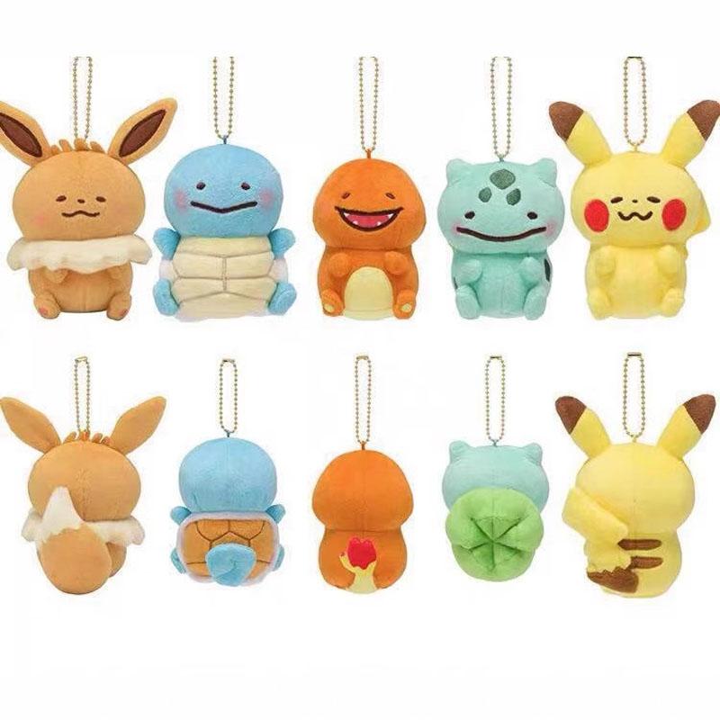 Anime  10cm Pikachu Bulbasaur Squirtle Eevee Backpack Pendant Figure Doll Accessory Toy Xmas Gift