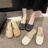 2025 New Baotou Half Slippers Women Wear Small Square Head Muller Retro Lazy Woman Sandals