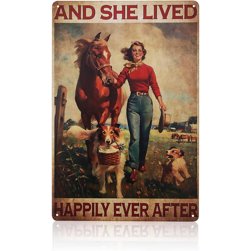 Vintage Cowgirl Metallschild Retro Westlich Reiten Zitat Blechschild für Heimbar Bauernhaus Dekoration Das Leben ist Hart Spirituell Wi