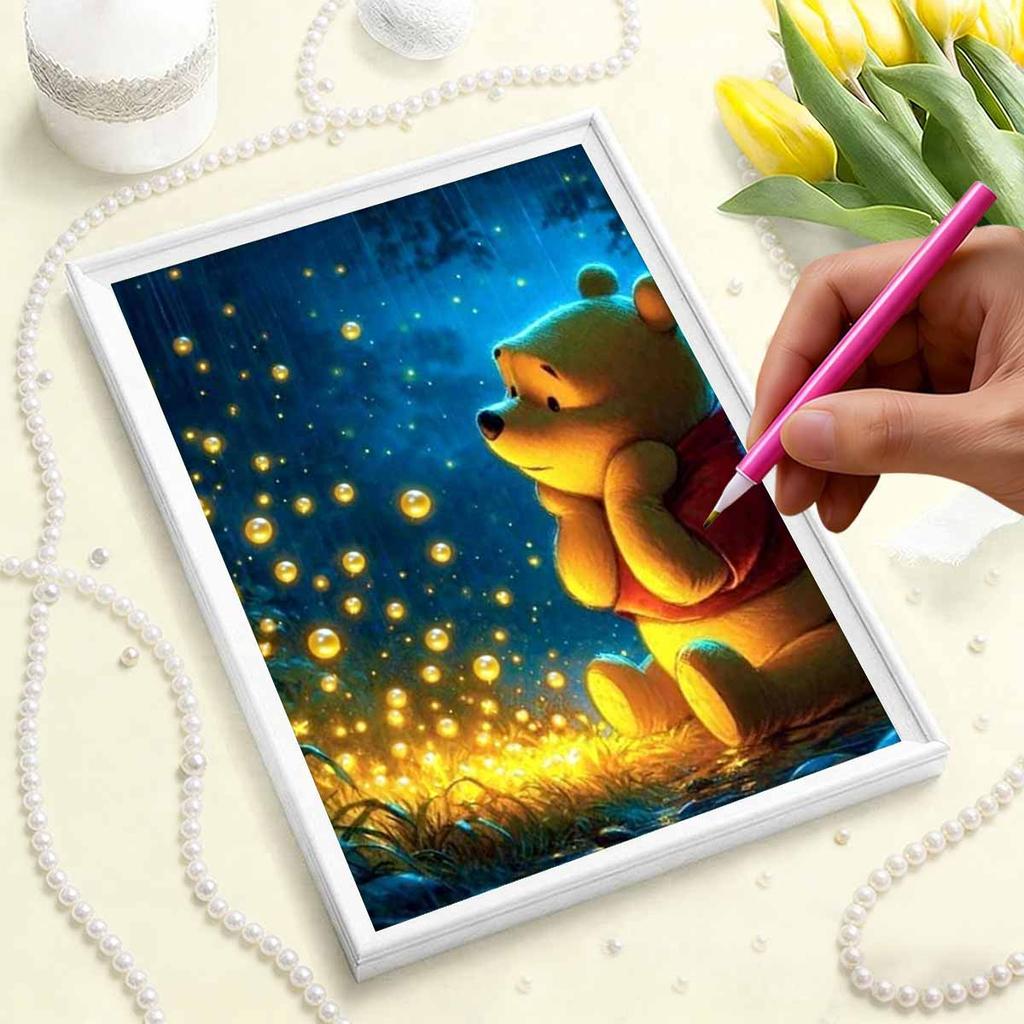 Disney Winnie The Pooh Mosaic Painting Handmade Pearl Embroidery Artwork for Christmas Gift for The Recipient Home Decor Design