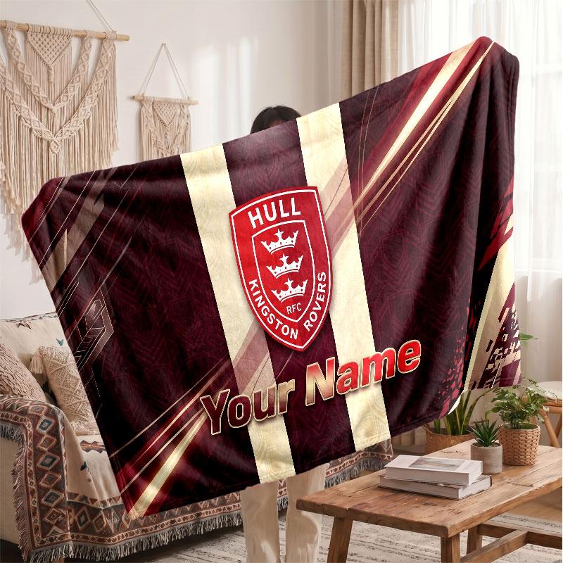 Hull KR Flannel Blanket, Custom Name Text Personalized Soft Throw Blanket Home Decor Gift