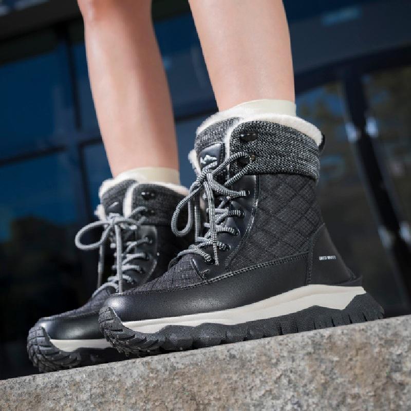 Damen Schneestiefel aus dickem Wildleder, rutschfest, hohe Baumwollstiefel, Outdoor-Schuhe