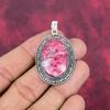 Pandantiv din piatră prețioasă Thulite roz, bijuterii din argint 925, bijuterii antice lucrate manual, cadou pentru mamă