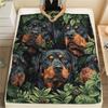 Rottweiler und Blätter, Muster Flanelldecke, Hohe Qualität, Bequem für alle Jahreszeiten, Heimdekoration, Wärme und Komfort, Perfekt für Geschenke.