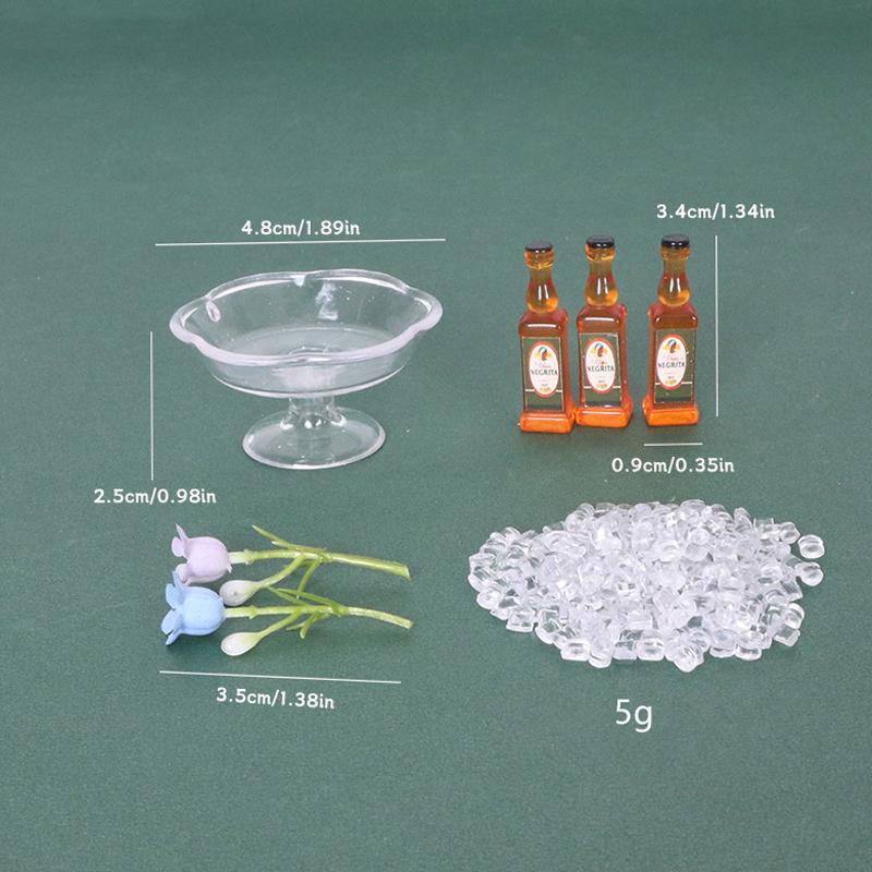 1 Set 1/12 Dollhouse Resin Mini Ice Bottle Kit Simulation Drink Model Toy Miniature Landscape Decoration Diy Accessories