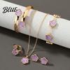 Sparkling Rhinestones Jewelry Set 5Pcs/Set Women Lucky Flower Decor Necklace