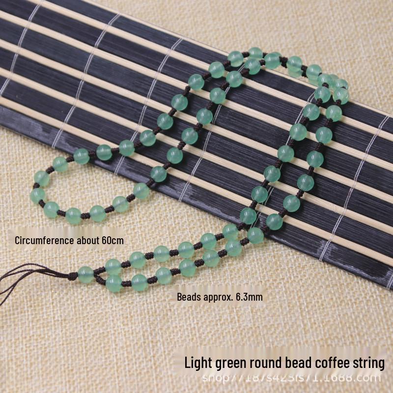 Ice-Type Bashan Jade Three-Color Full Bead Necklace with Pendant and Jade Bead Rope