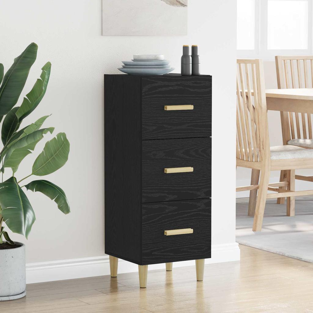 Sideboard in Black Oak Look 34.5 x 34 x 90 cm Engineered Wood