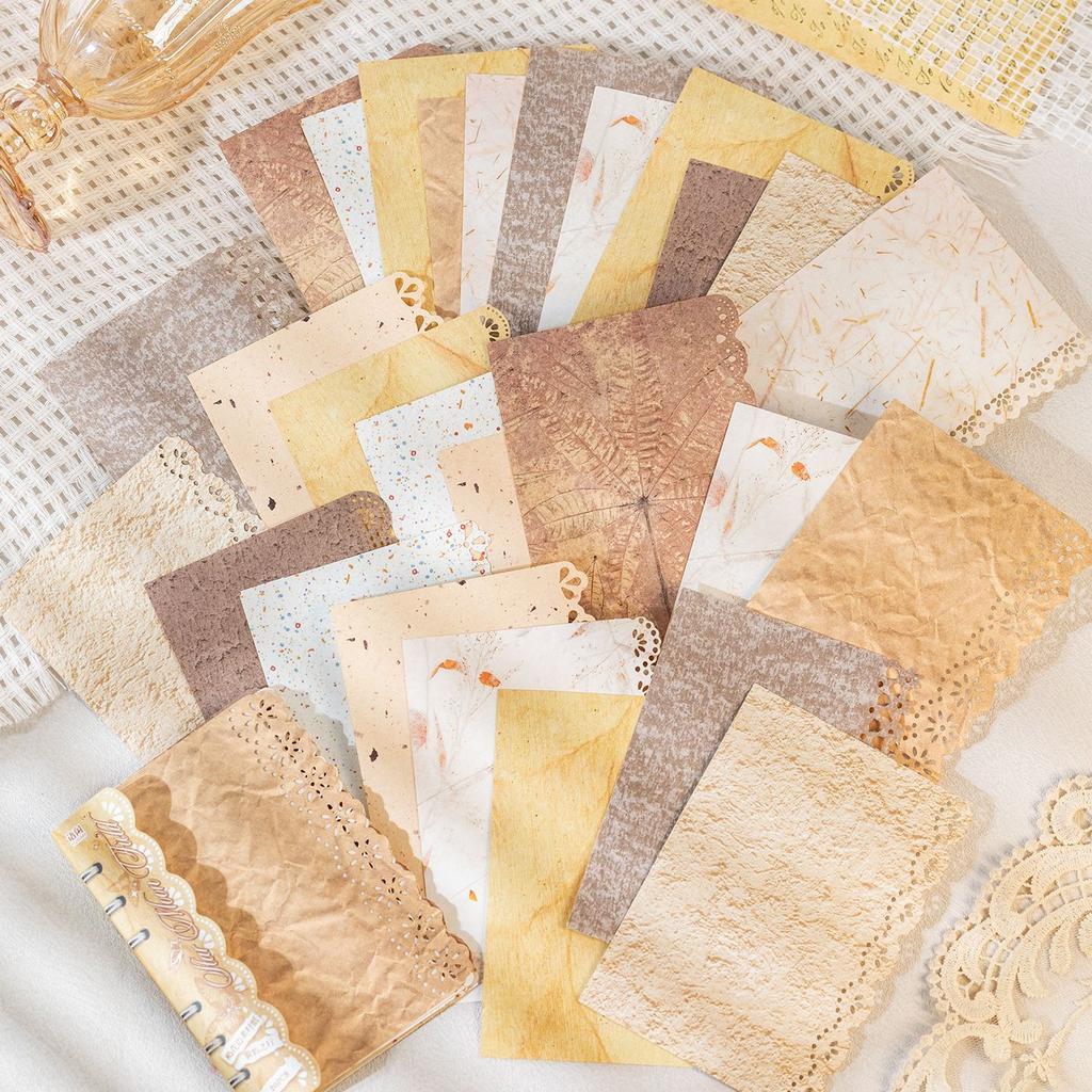 20pcs/1 Lot Material Paper for 'Moyu Island Journey' Series: Retro Hollow-out Lace Decoration Base Material Paper