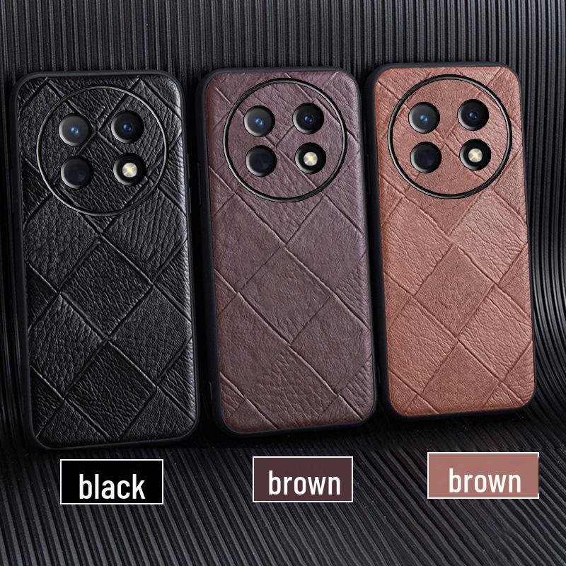 

Genuine Leather Cowhide Diamond Pattern Case for Huawei Enjoy 60X - High-End Protective Cover. Enjoy 60 кофейный