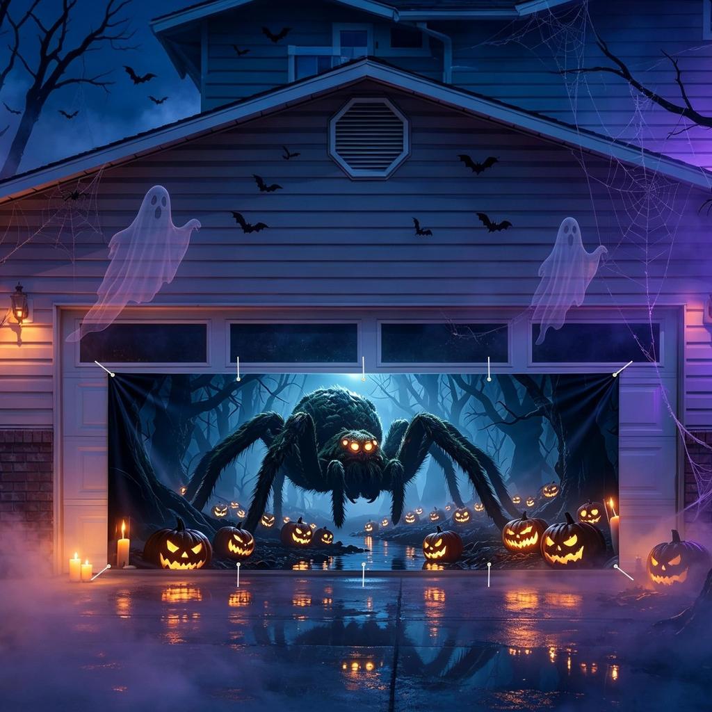 Halloween Garage Door Cover 13x6 FT, Garage Door Halloween Cover