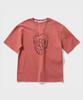 FFEFF STUDIO Face Drawing Embroidery Short Sleeve T-Shirt (Brick)