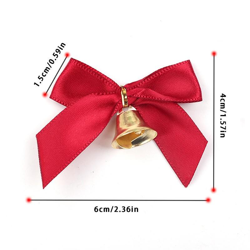 10/20pcs Cute Bowknot Bells Christmas Gift Bows With Small Bells DIY Bows Craft Christmas Tree Decoration Christmas Bow Tie