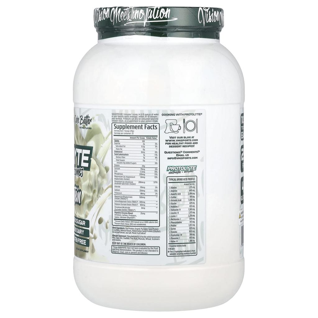 Protolyte, Plant-Based Protein Powder, Vanilla Cake Batter, 725G (1.6Lb)