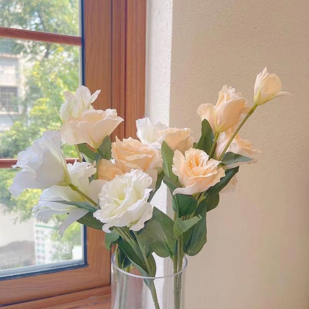 Large Size Artificial Lisianthus Flowers Silk Material Artificial Flowers Artificial Eustoma Grandiflorum Roses