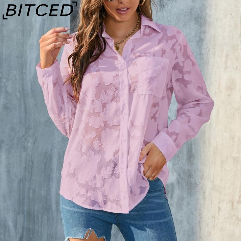 BITCED Plus Size Women's Loose-Fit Casual Chiffon Blouse