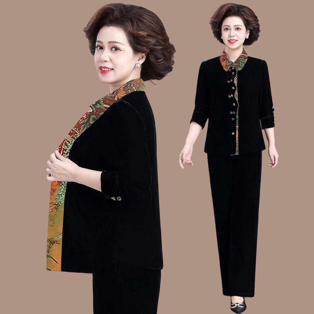 Spring Corduroy Sportswear Set for Middle-aged Women - 2025 Style Two-Piece Jacket Outfit