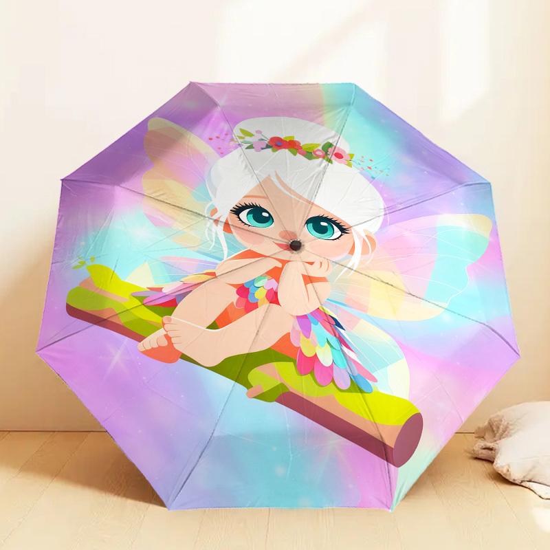 

1pc Fairy Rainbow Pattern Umbrella Design Automatic Opening and Closing Umbrella, High-quality Travel Umbrella, c1128171