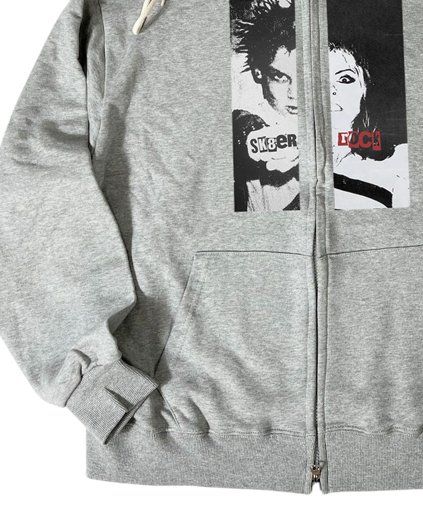 Sk8Er Rock Boy Or Girl Sweat Hood Zip-Up ((Melange Gray))
