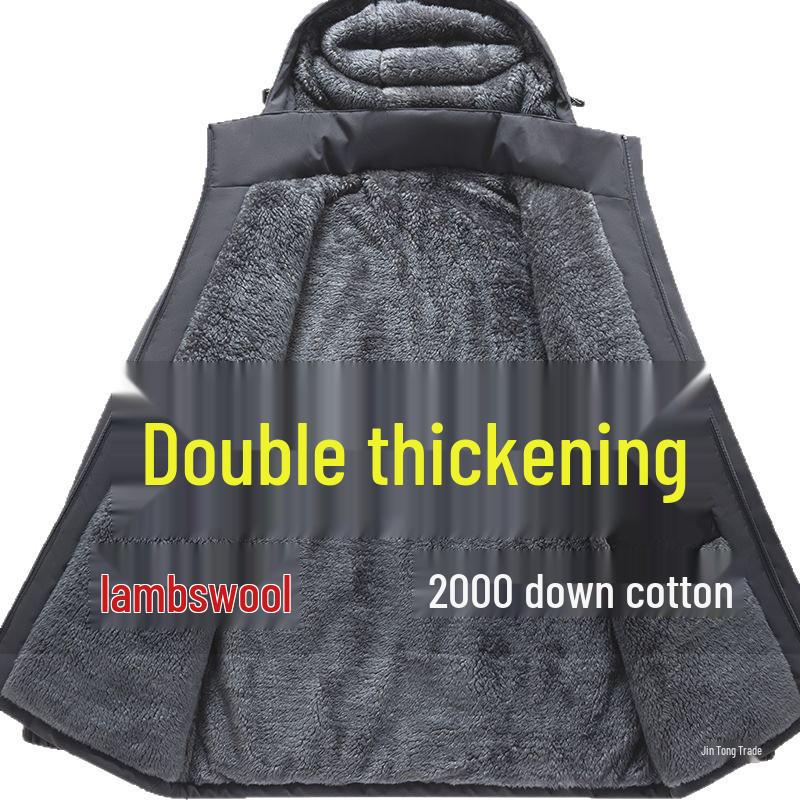 Men's Winter Windproof Waterproof Cotton Jacket with Velvet Lining - Warm Outdoor Coat for Takeaway Riders