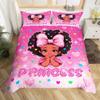 Cartoon Girl Pink Princess Duvet Cover Kawaii Castle Carriage Bedding Set,Ballet Dancer Comforter Cover Star Flower Quilt Cover
