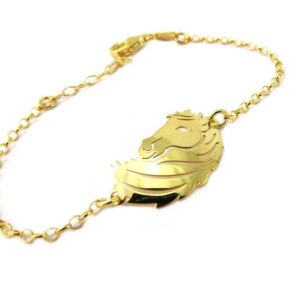 Les Trésors De Lily [P3295] - Golden 'Jungle' Silver Bracelet - 25x15 Mm (horse)