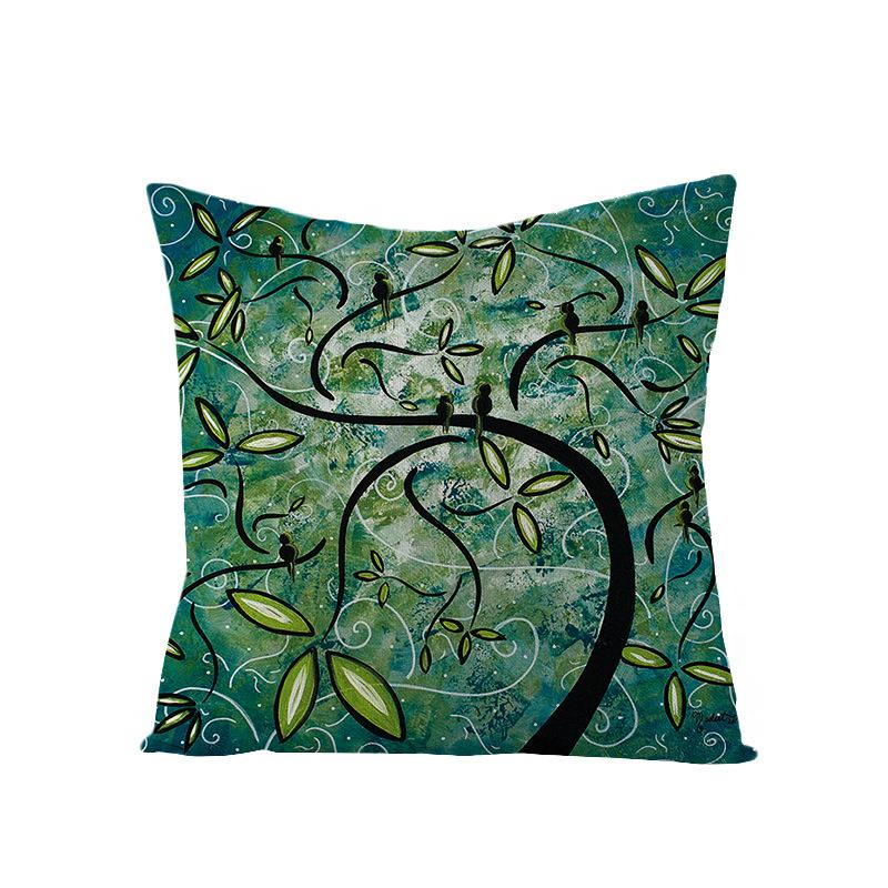 Home Oil Painting Tree Pillow Cover Polyester Sofa Car Pillow Cushion Cover Combination Pack