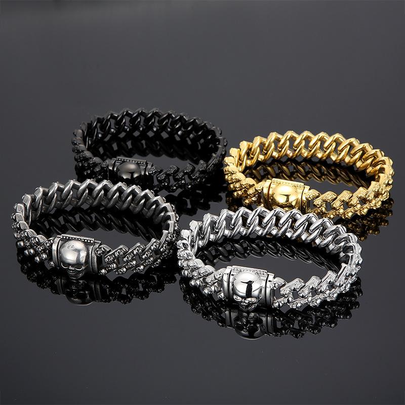 Potente Personalità Retro Europea e Americana Creativo Galvanizzato Multicolore Scheletro Acciaio Inossidabile Bracciale da Uomo