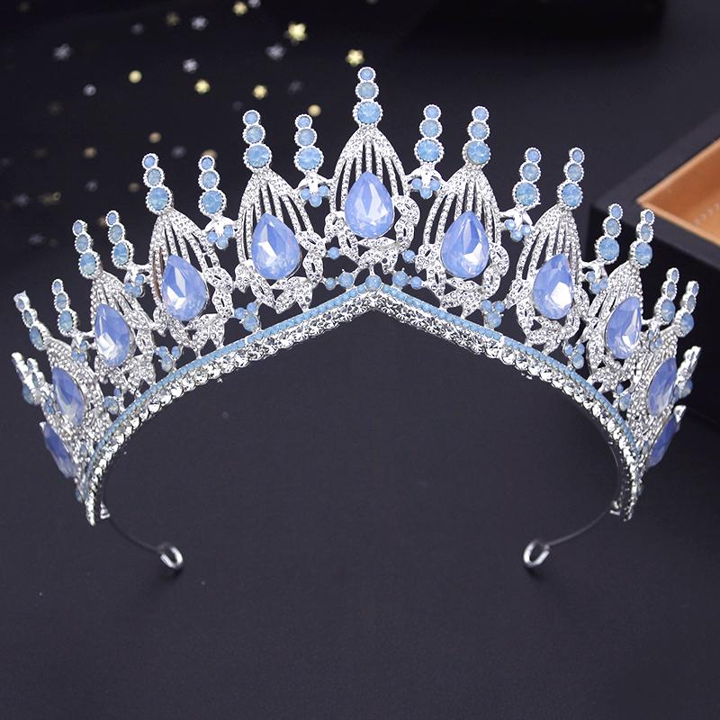 Opal Crystal Wedding Crown.Bride Headdress.Rhinestone Tiaras Girls.Bridal diadem.Party Birthday Hair Jewelry Accessories