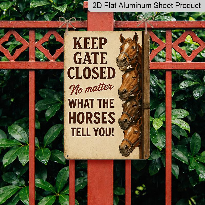 2D Flat, Farmhouse-style Home Aluminum Sign, Humorous Horse-themed Pattern, Equestrian Enthusiast's Quote Decoration, Suitable for Rural Style and