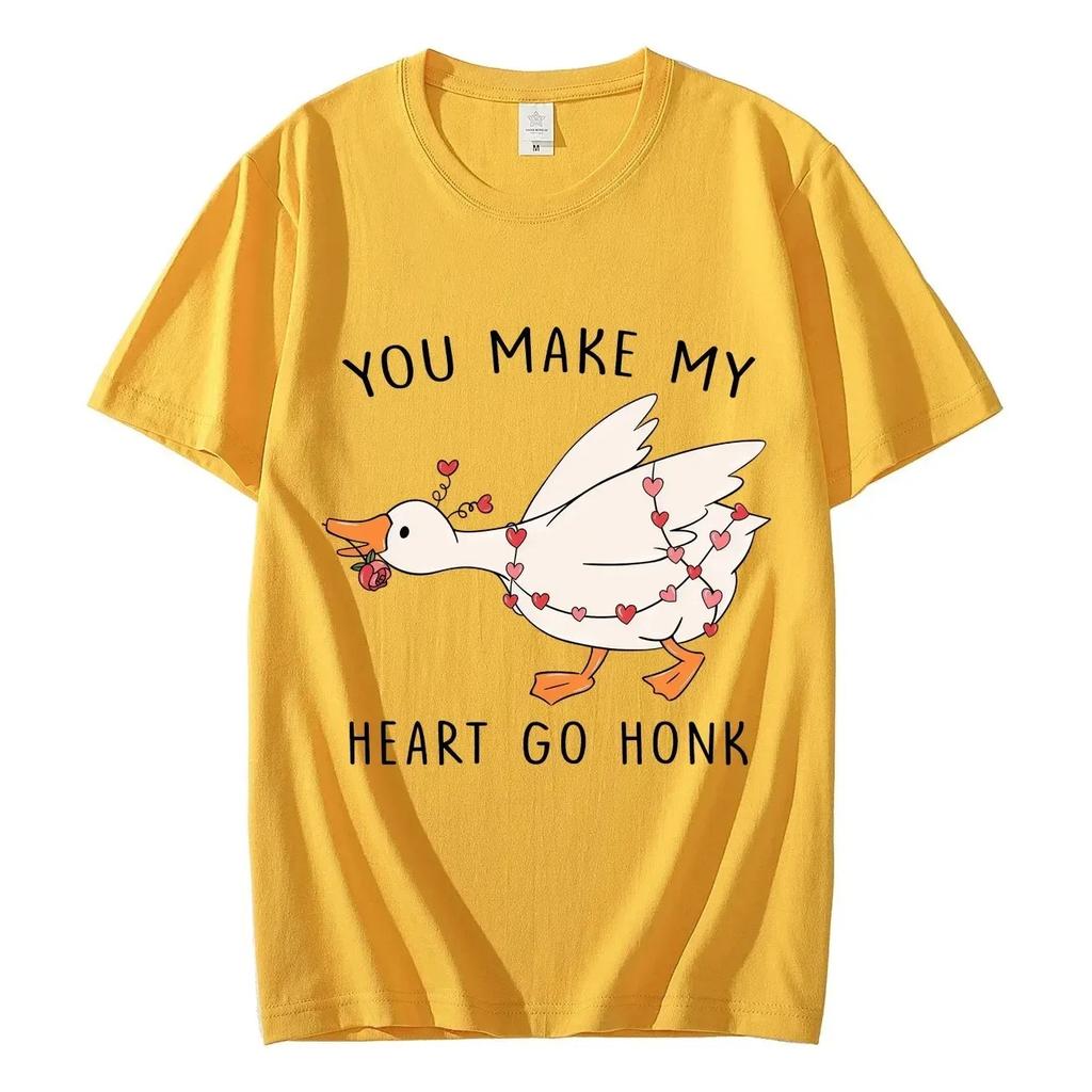 You Make My Heart Race Funny Goose Meme Graphic TShirt  Couple Fashion Trend Style Cotton Loose WOMEN And Unisex Tshirt