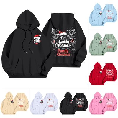 Women's Casual Long Sleeve Pullover Christmas Printed Hooded Sweatshirt With Pockets