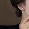 Silver needle inlaid zircon snowflake pearl stud earrings exquisite niche temperament versatile earrings earrings