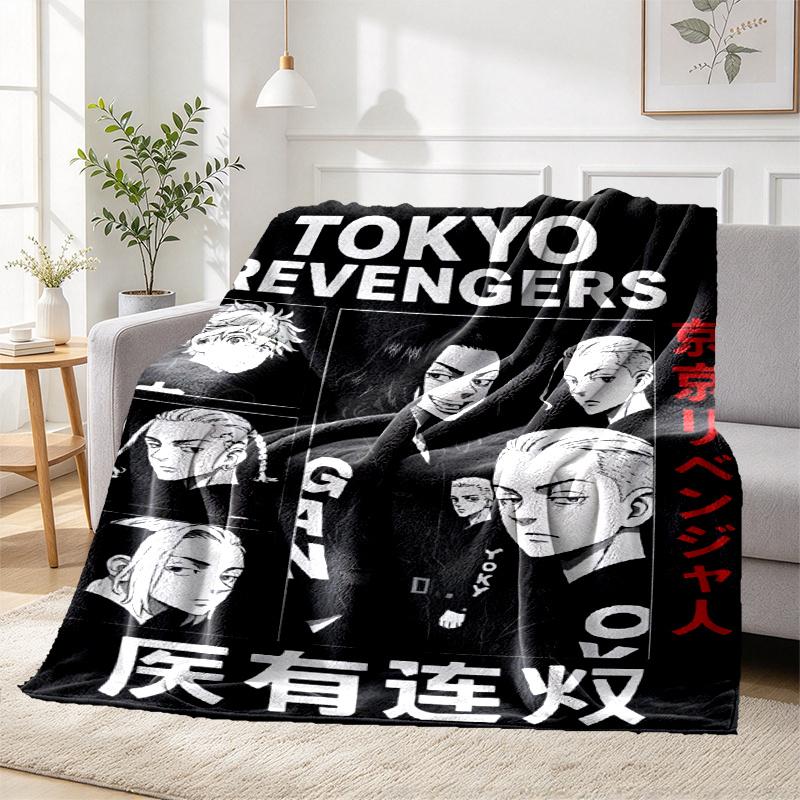 Tokyo Revengers Pattern Blanket for Home Decoration, Bed, Sofa, Car Travel, Camping, Suitable for All Seasons, Birthday Christmas Gift
