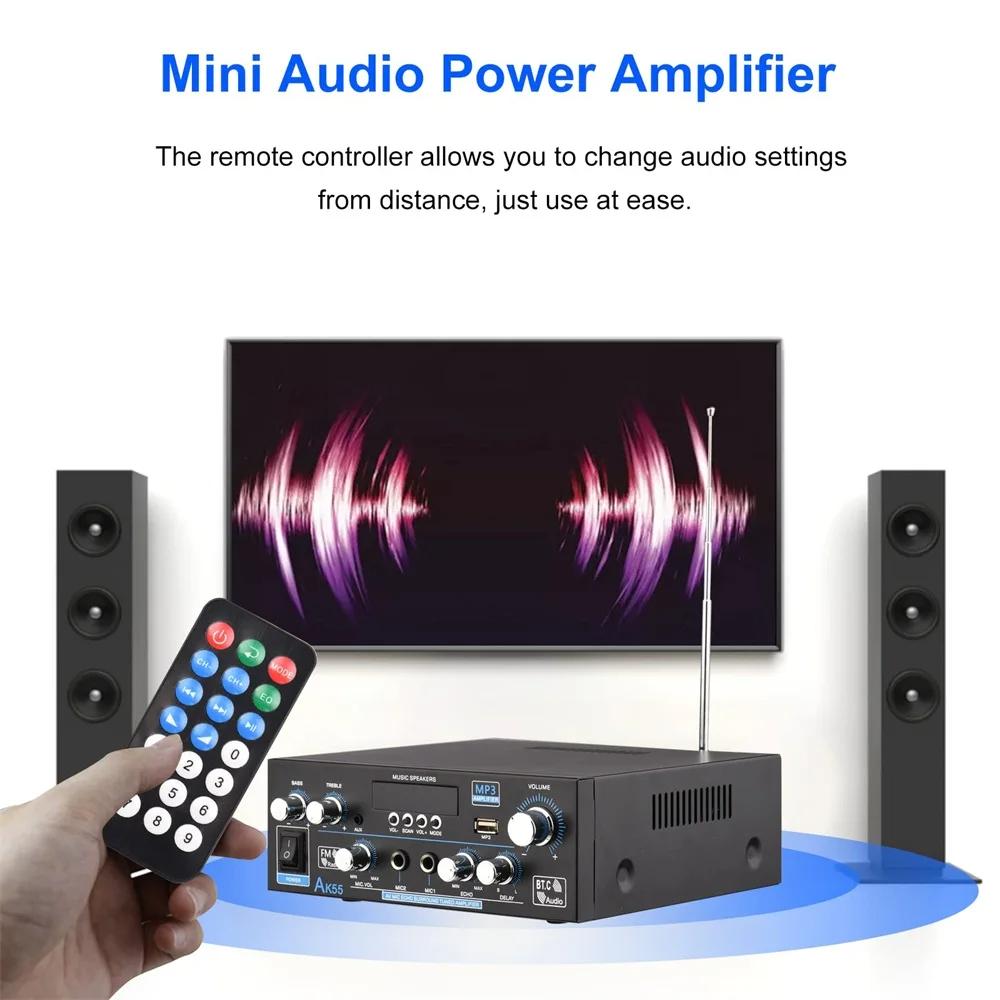 Amplificatore Digitale HiFi AK55 Canale 2.0 Bluetooth Suono Surround AMP Potenza Massima 90Wx2 Altoparlante per Casa Auto BT 5.0 Audio AMP