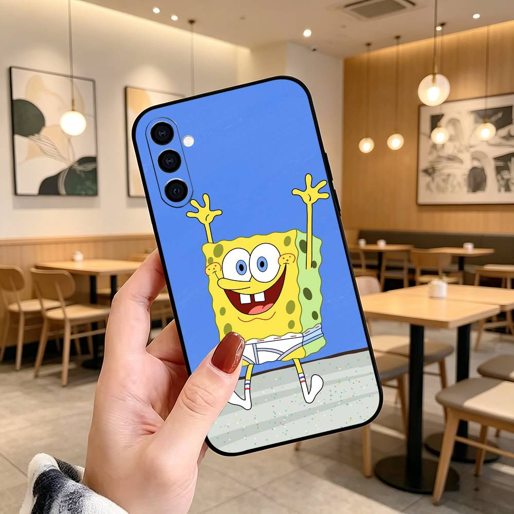 Animation S-Sponge Funny Z-Bob Phone Case Black Silicone Soft For Samsung Galaxy A73,A72,A71,A70,A53,A52,A51 Samsung a41