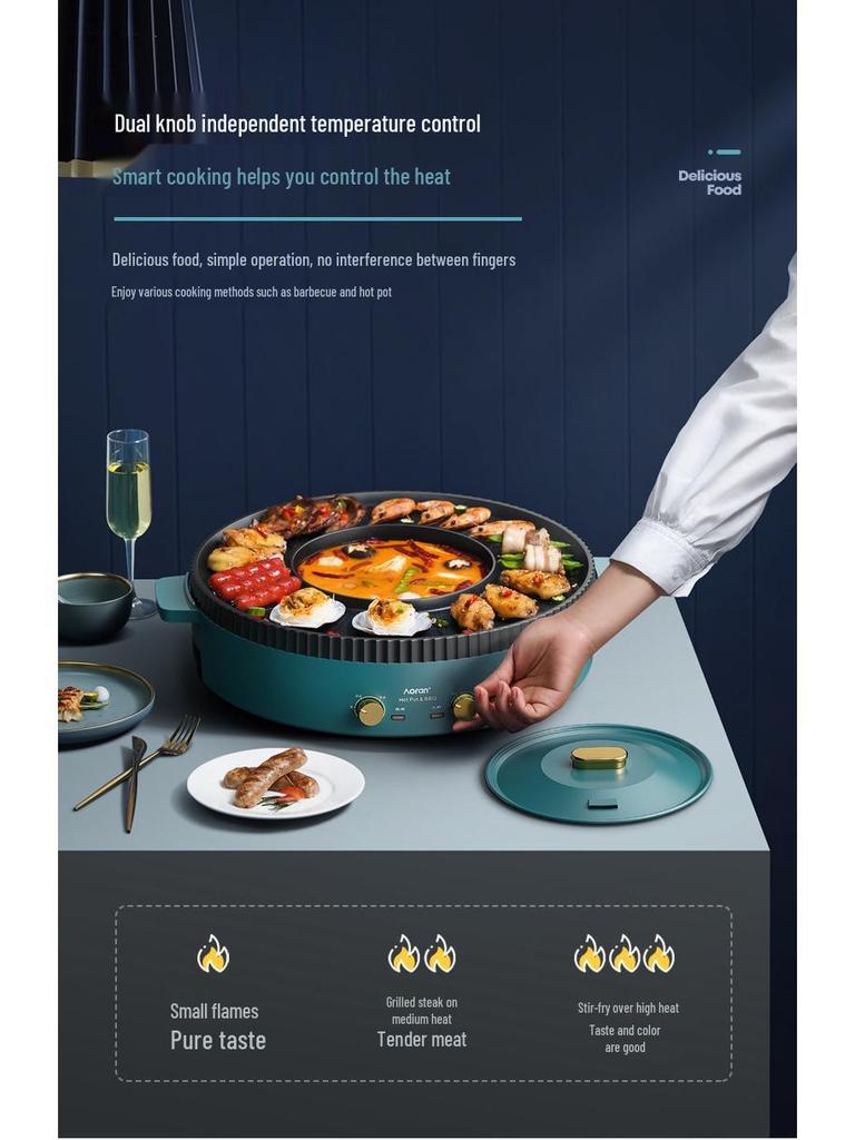 Bestseller Doppelzweck Elektro-Hot Pot & Barbecue-Grill - Großer Multifunktions-Haushaltskocher