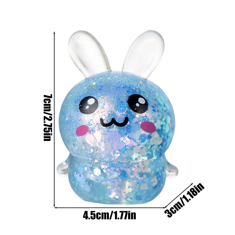 Cute Cartoon Rabbit Fidget Toys Soft Glitter Bunny Squeeze Stress Relief Toy Party Gift for Kids Adults Office Desktop decor