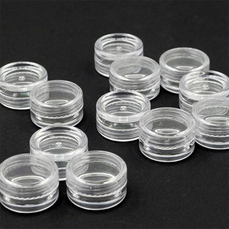 

50pcs 2.5ml Sample Clear Cream Jar Mini Cosmetic Bottles Containers Transparent Pot For Nail Arts Small Clear Can Tin For Balm