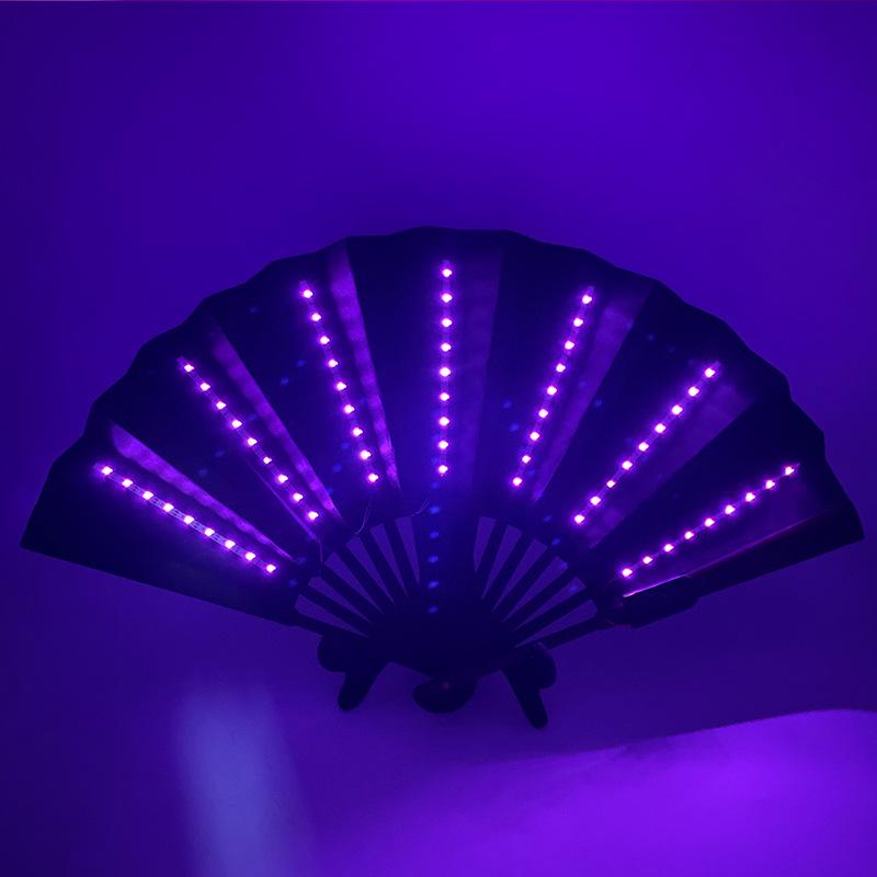 Rose Lace Edge LED Folding Fan - Wedding Gift & Dance Prop