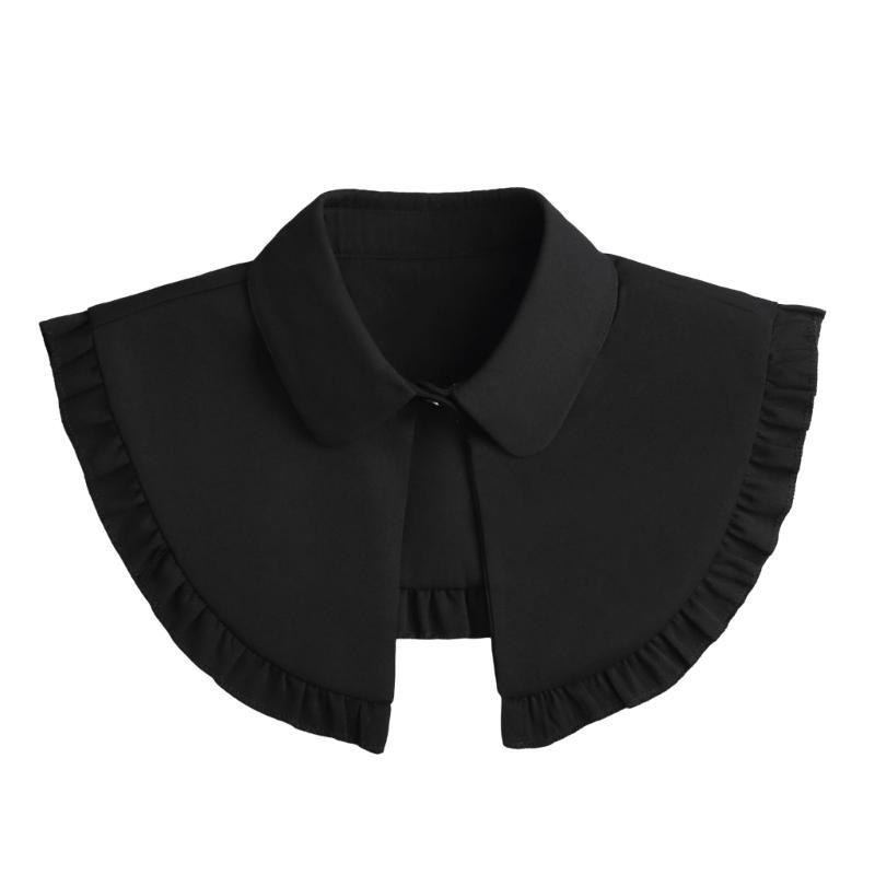 

Women Lightweight Detachable False Collar Shawl Scarf Lapel Collared Neckline Ruffled Trim Decorative Small Capelet