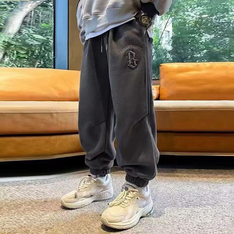 

Весенне-осенние детские повседневные спортивные брюки для мальчиков, тонкие флисовые брюки-джоггеры для детей, свободные спортивные штаны, одежда для подростков 140