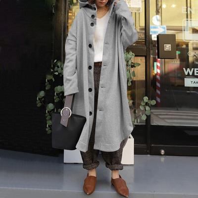 Trench pentru femei de toamnă și iarnă 2022 Pardesiu european și american Palton de damă cu glugă de lungime medie