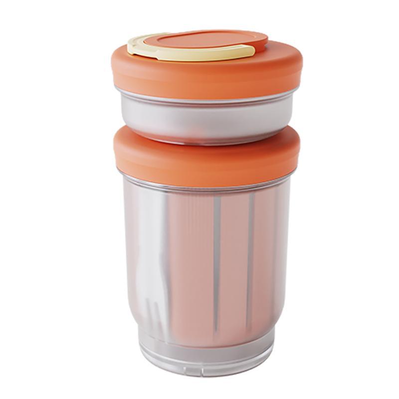 Hot Sale INS Style Leak Proof Storage Cup Draining Type Folding Handle Fork For Salad Breakfast School Office Picnic Carry