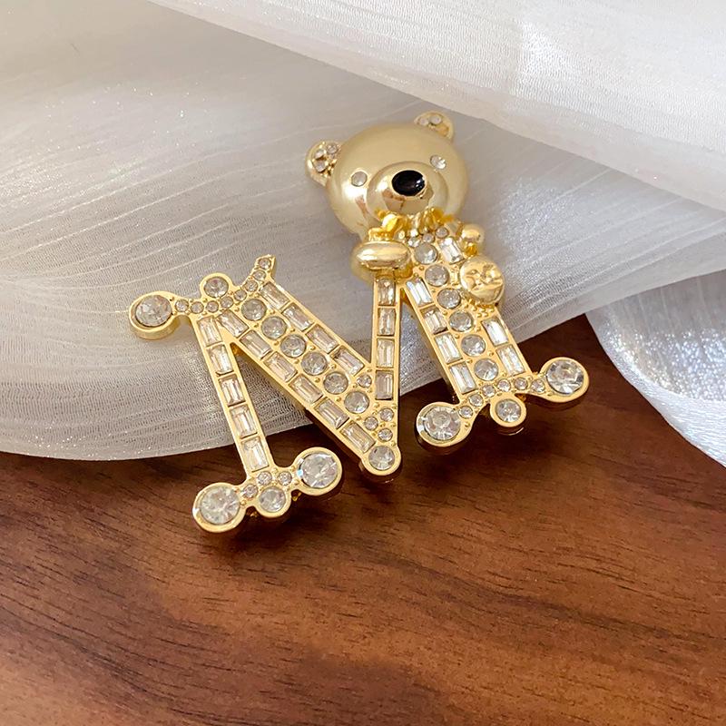 Rhinestone Inlaid Teddy Bear Brooch: Light Luxury Korean Style Corsage Pin for Women