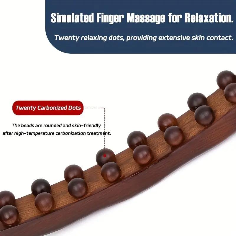 1pc Double Row Of 20 Beads Massage Stick, Carbonization Massage Stick, One Universal Scraping Stomach Rubbing Abdomen Profession
