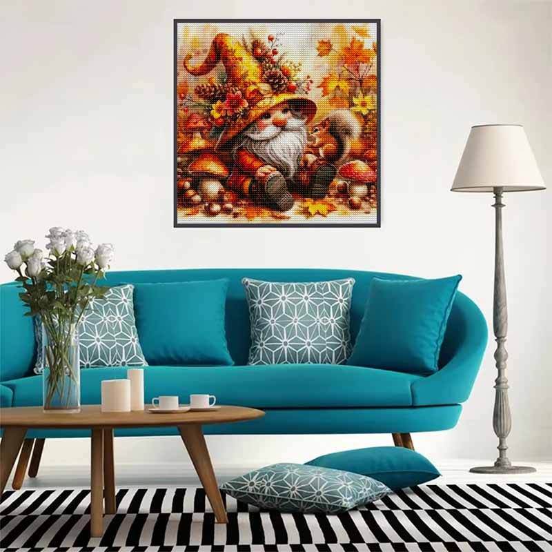 Full Drill Diamond Painting Kit Autumn Gnome Squirrel Mushroom DIY Creative Leisure Craft Canvas for Adults Home Decor Wall Art